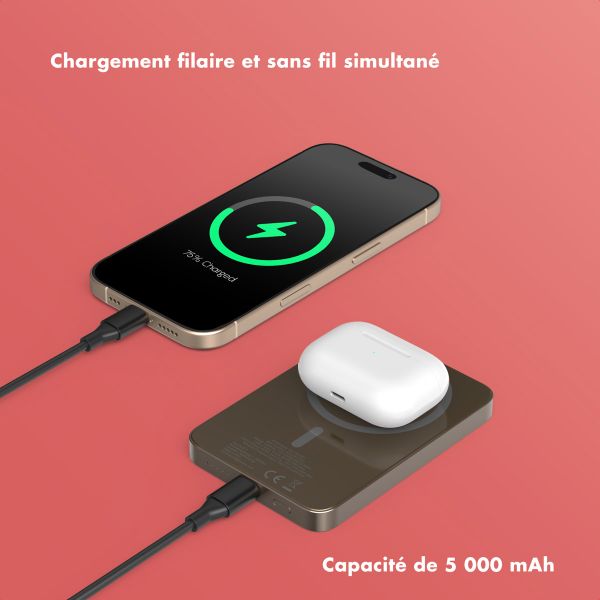 Selencia Powerbank Vivid 5 000 mAh - MagSafe et Qi - Desert Gold / Rosy Marble