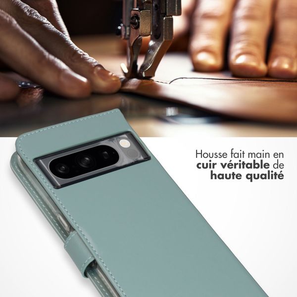 Selencia Étui portefeuille en cuir véritable Google Pixel 8 Pro - Air Blue