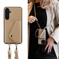 Selencia Coque de télephone Sera avec cordon et porte-cartes enveloppe Samsung Galaxy A55 - Taupe
