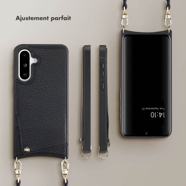 Selencia Coque de télephone Nova avec cordon et porte-cartes Samsung Galaxy A36 / A56 - Noir