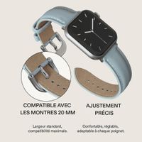 Burga Bracelet en cuir véritable  - Apple Watch | 44/45/46/49 mm / Connexion universelle 20 mm - Dream / Silver