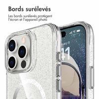 imoshion Coque arrière transparente Pailletée avec MagSafe Apple iPhone 16 Pro - Argent