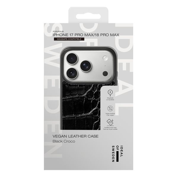 iDeal of Sweden Coque MagSafe en cuir végétalien Apple iPhone 18 Pro Max / 17 Pro Max - Black Croco