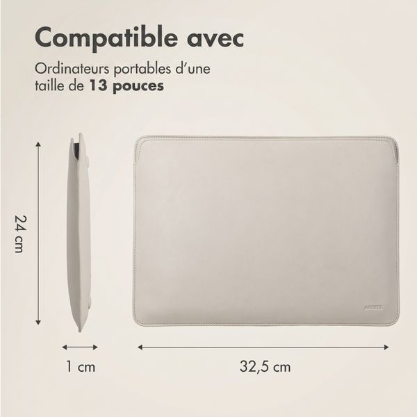 Accezz Leather Pochette ordinateur le Apple MacBook 13 pouces - Beige