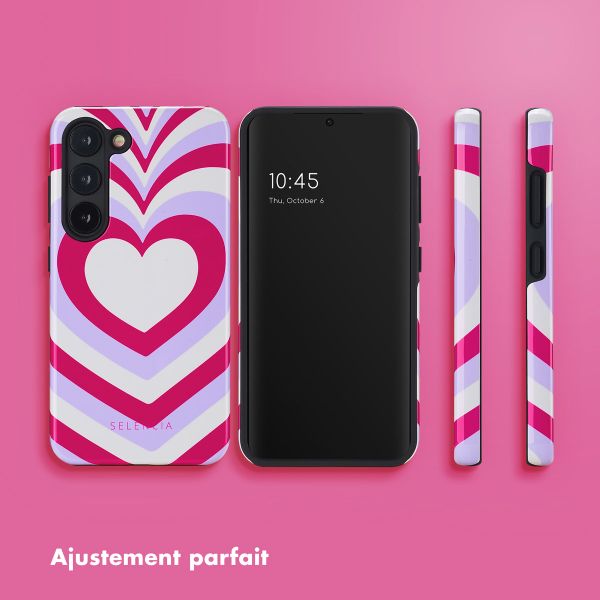 Selencia Coque arrière Vivid Samsung Galaxy S23 - Double Hearts Rubine Red Lilac