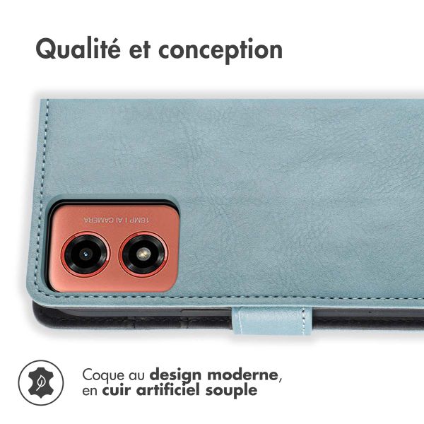 imoshion Étui de télephone portefeuille de luxe Motorola Moto G04 / G24 - Bleu clair