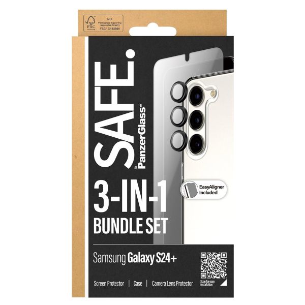 SAFE by PanzerGlass Pack 3-en-1 Safe - Coque + protection d'écran + protection de caméra Samsung Galaxy S24 Plus - Transparent
