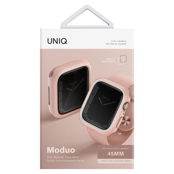 Uniq Coque Moduo avec lunette Apple Watch - 44 / 45 mm - Blush (Pink/White)