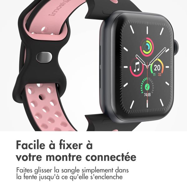 imoshion Bracelet Sport⁺ en silicone Apple Watch | 44/45/46/49 mm - Taille S/M - Black & Pink