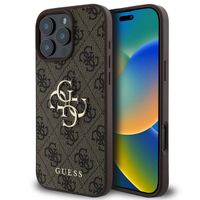 Guess Coque 4G Metal Logo Backcover Apple iPhone 16 Pro - Marron