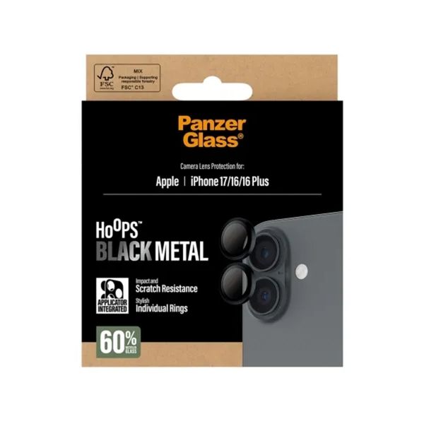 PanzerGlass Protection Caméra Hoops Optic Rings Apple iPhone 17 - Noir
