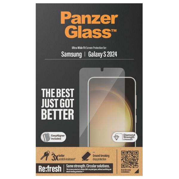 PanzerGlass Film de protection d'écran anti-bactérien Refresh Ultra-Wide Fit avec applicateur Samsung Galaxy S24