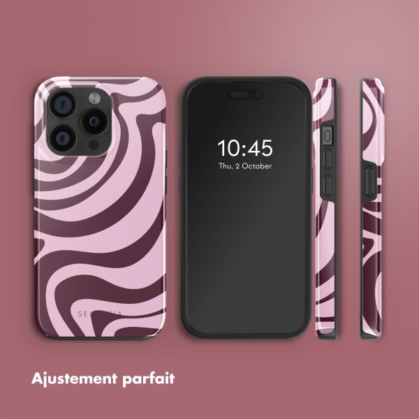 Selencia Coque arrière Vivid avec MagSafe Apple iPhone 15 Pro - Wavy Swirl Pink Plum