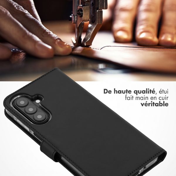 Selencia Étui portefeuille en cuir véritable Samsung Galaxy A27 (5G) - Noir