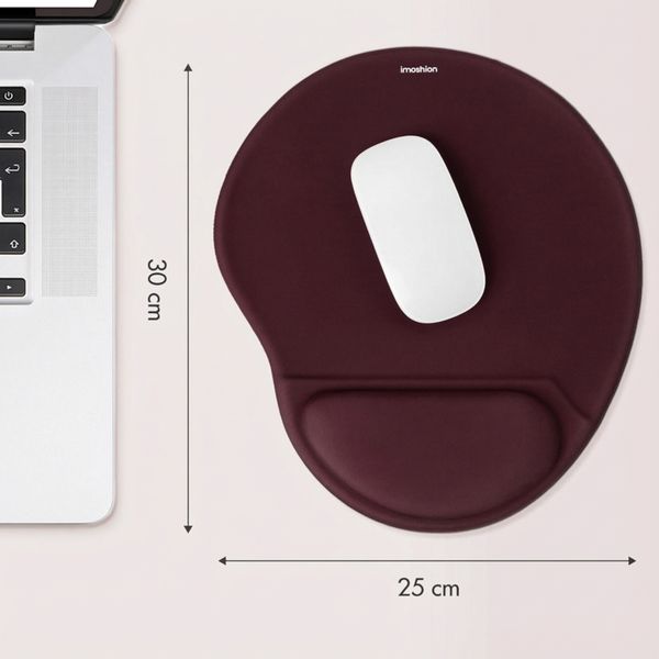 imoshion Tapis de souris ergonomique - Tapis de souris avec repose-poignet - 30 x 25 cm - Bordeaux