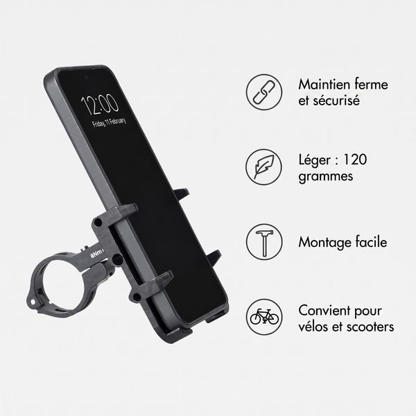 imoshion Support de téléphone en aluminium pour vélo - Léger - Universel - Noir