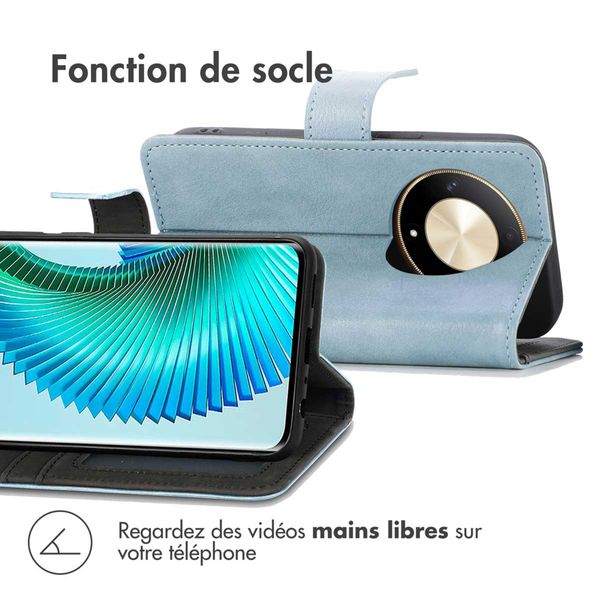 imoshion Étui de télephone portefeuille de luxe Honor Magic 6 Lite - Bleu clair