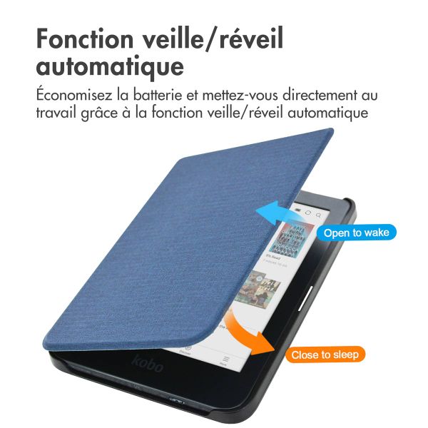 imoshion Étui de liseuse portefeuille Canvas Kobo Clara Colour / BW - Bleu foncé