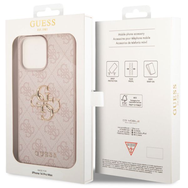 Guess Coque 4G Metal Logo Backcover Apple iPhone 14 Pro Max - Rose