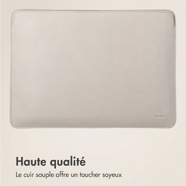 Accezz Leather Pochette ordinateur le Apple MacBook 14 pouces - Beige
