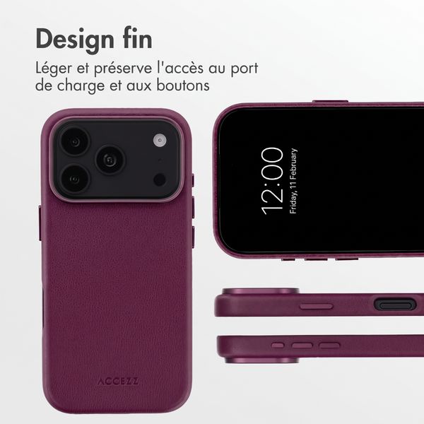 Accezz Coque arrière en cuir avec MagSafe Apple iPhone 18 Pro / 17 Pro - Heath Purple