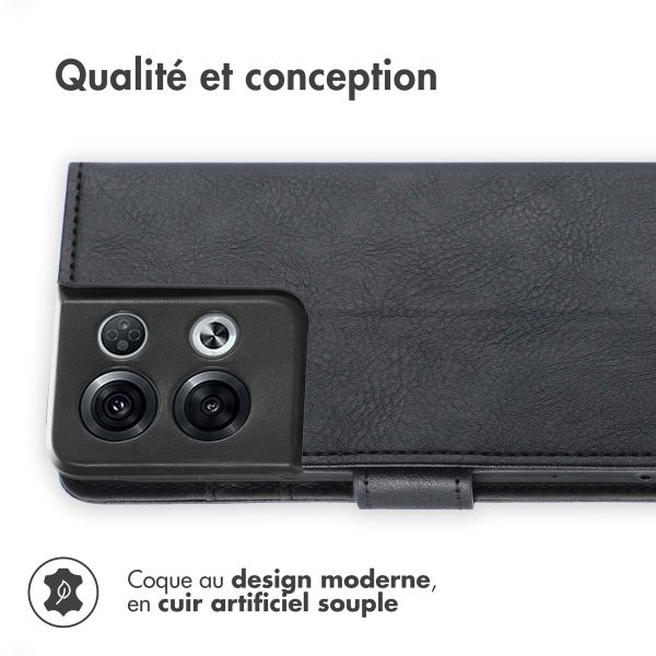 imoshion Étui de télephone portefeuille de luxe Oppo Reno 8 Pro 5G - Noir