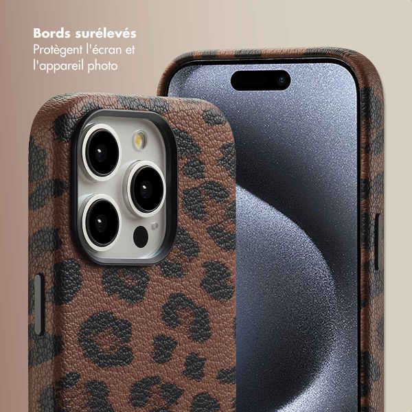 Selencia Coque Sabi imprimé panthère avec MagSafe Apple iPhone 15 Pro - Mocha Brown