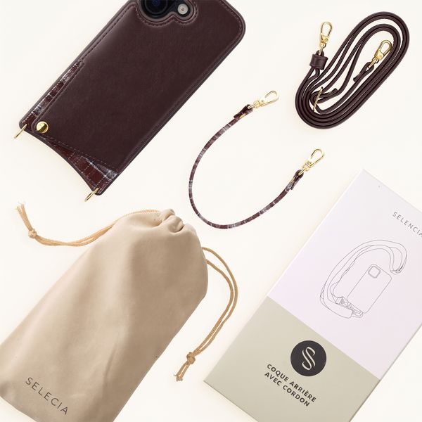 Selencia Coque de télephone Nova avec cordon et porte-cartes Apple iPhone 17 - Checks