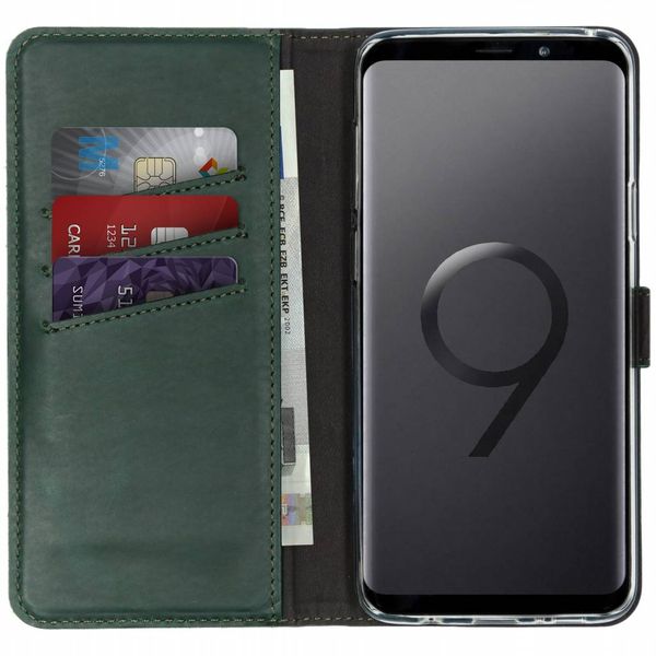 Selencia Étui portefeuille en cuir véritable Samsung Galaxy S9 Plus - Vert