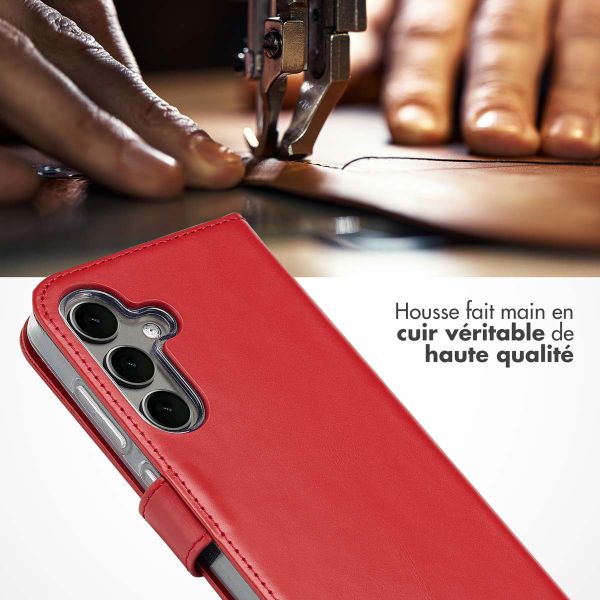 Selencia Étui portefeuille en cuir véritable Samsung Galaxy S25 - Rouge
