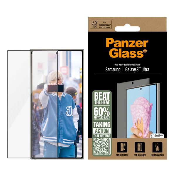 PanzerGlass Protection écran antibactérienne ultra-large tout-en-un Samsung Galaxy S25 Ultra