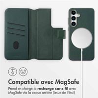 Accezz Étui de télephone portefeuille en cuir 2-en-1 avec MagSafe Samsung Galaxy S25 Plus - Cedar Green