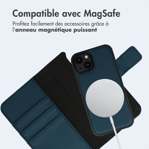 imoshion Étui portefeuille luxe 2-en-1 amovible Apple iPhone 13 - Bleu