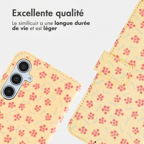 imoshion Étui de télephone portefeuille Design Samsung Galaxy A35 - Sunny Yellow Petite Flowers