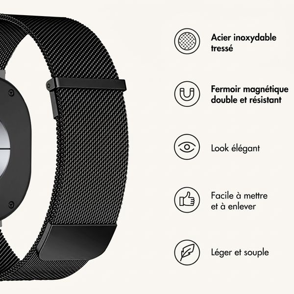 imoshion Bracelet magnétique milanais Samsung Galaxy Watch 9 (40/44mm) / Watch 8 (40/44mm) / Classic (46mm) - Noir