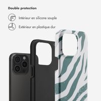 Selencia Coque arrière Vivid Apple iPhone 15 Pro - Colorful Zebra Pine Blue