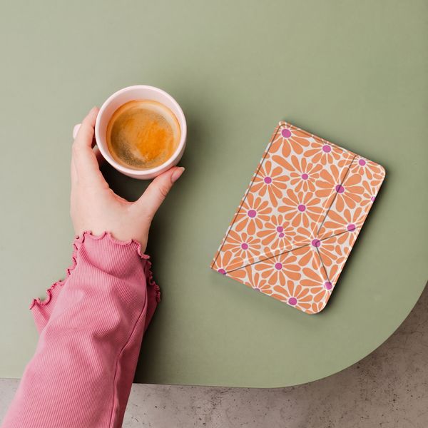 imoshion Étui de liseuse portefeuille design Pliable Kobo Clara Colour / BW - Orange Flowers Connect