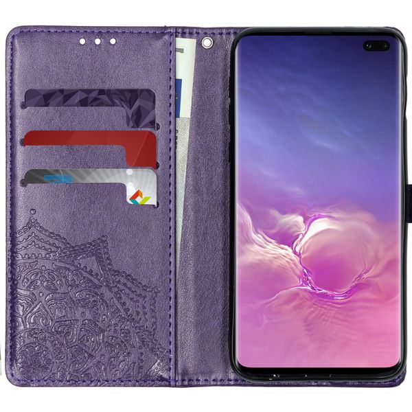 Etui de télephone portefeuille Mandala Samsung Galaxy S10 Plus - Violet
