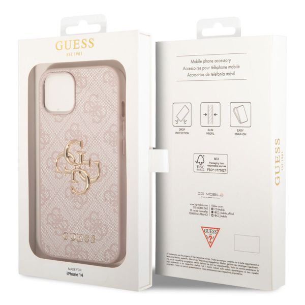 Guess Coque 4G Metal Logo Backcover Apple iPhone 14 - Rose