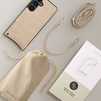 Selencia Coque de télephone Nova Croco avec cordon et porte-cartes Samsung Galaxy S24 - Beige