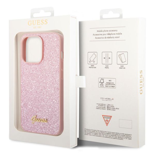 Guess Coque Glitter Flakes Apple iPhone 14 Pro - Rose