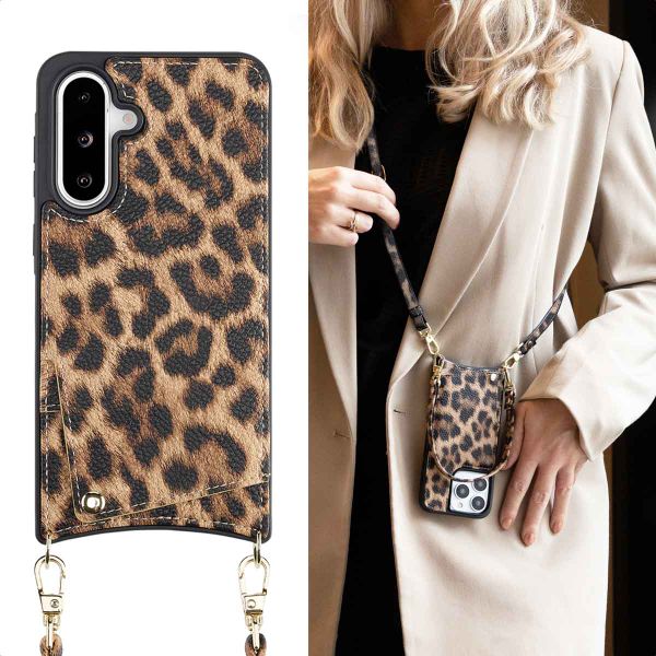 Selencia Coque de télephone Nova avec cordon et porte-cartes Samsung Galaxy A36 / A56 - Leopard