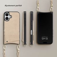 Selencia Coque de télephone Nova Croco avec cordon et porte-cartes Apple iPhone 16 - Beige