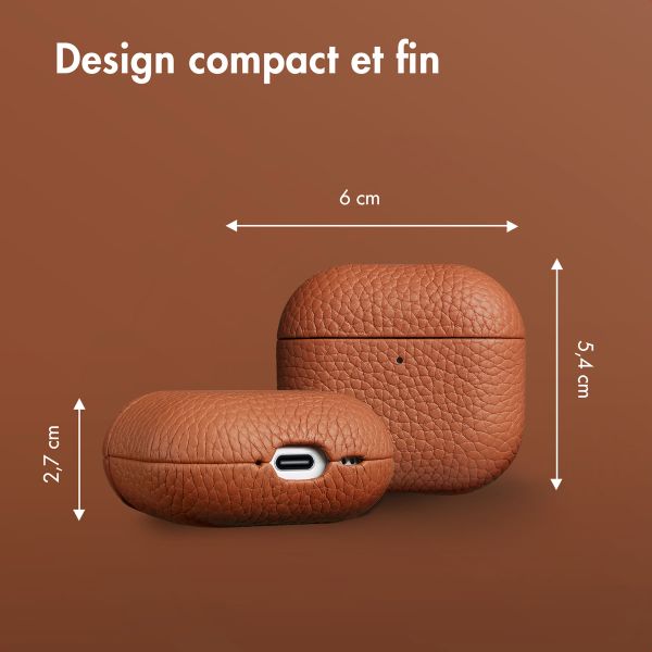 Accezz Coque en cuir véritable  Apple Airpods 4 - Cognac