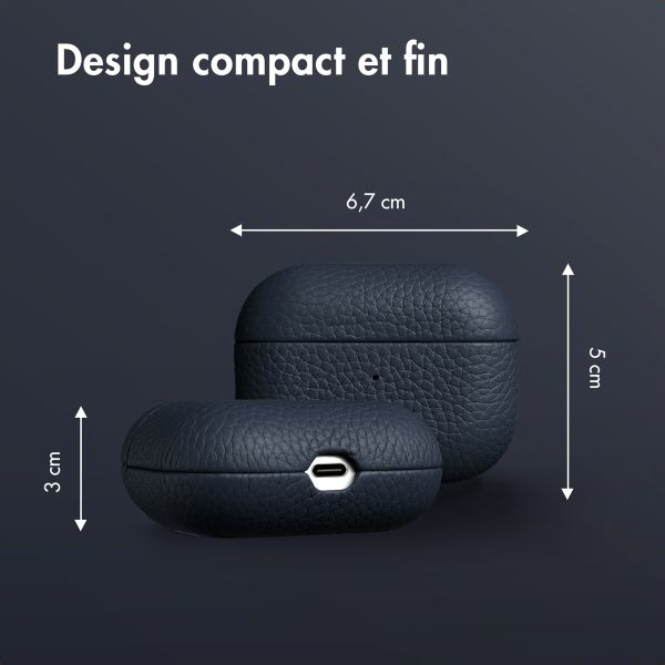 Accezz Coque en cuir véritable  Apple Airpods Pro - Bleu foncé