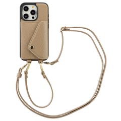 Selencia Coque de télephone Sera avec cordon et porte-cartes enveloppe Apple iPhone 15 Pro - Taupe