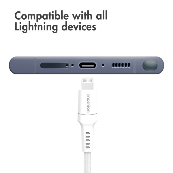 imoshion ﻿Câble Lightning vers USB-C - Non MFi - Textile tressé - 1 mètre - Blanc