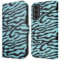 imoshion Étui de télephone portefeuille Design Samsung Galaxy S21 - Black Blue Stripes