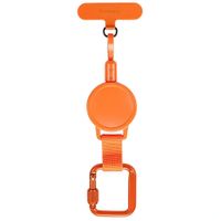 imoshion Cordon rétractable avec mousqueton et patch pour téléphone - Cordon de téléphone anti-vol - Orange