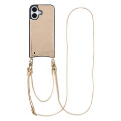 Selencia Coque de télephone Nova Croco avec cordon et porte-cartes Apple iPhone 17 - Beige